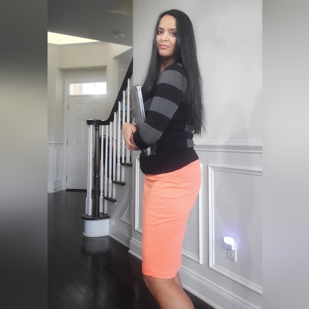 Women's Chic Professional Slinky Knee Length Skirt Orange